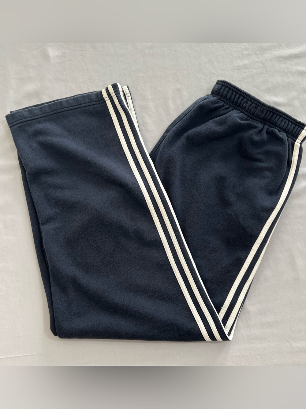 Men’s adidas Navy Blue Sweatpants with White Side Stripes - Size XL